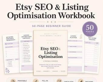 Etsy SEO Workbook, Beginner Keyword Research Guide, Printable Planner (Digital Download)