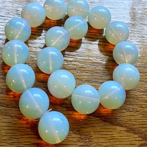 Opalite Crystal Beads: Round Strung Beads, Set of 18