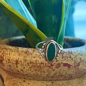 925 Silver Malachite Ring size 3