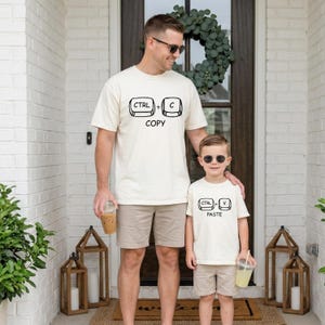 Fathers Day Shirt Dad Son Matching Copy Paste Funny Family Graphic Casual Tee
