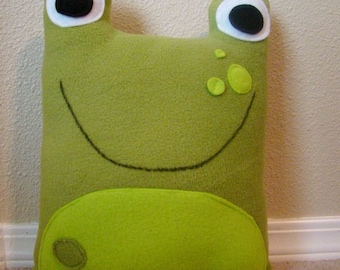 Frog pillow, plush, cushion, nursery decor