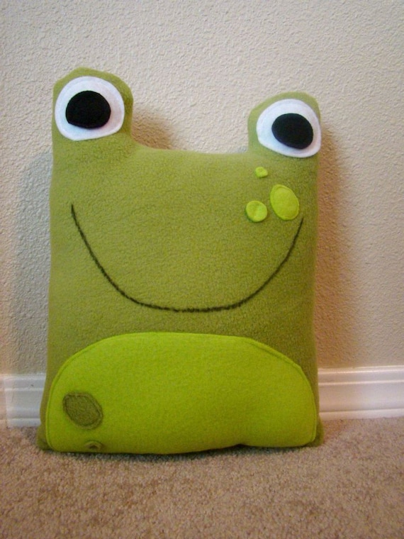 Frog pillow, plush, cushion, nursery decor