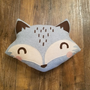 fox pillow, plush, cushion, nursery decor