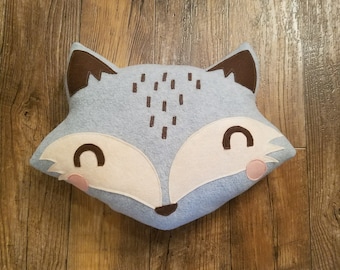 fox pillow, plush, cushion, nursery decor