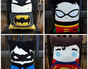 Superhero pillow, cushion, boy room decor, nursery, superhero plush