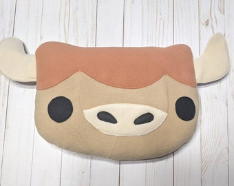 Scottish highland cow, Highlander cow plush, throw pillow