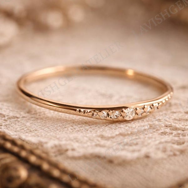 Silver Moissanite Stacking Ring | Moissanite Stone Minimalist Ring | Dainty Sterling 925 Silver Band | Wedding Ring | Gift for Her