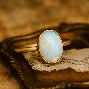 Gold Opal Ring, Opal Ring, Gold Ring, Delicate Gold Ring, Stacking Ring, Stacking Opal Ring, Gold Plated Ring, October Birthstone, Gifts