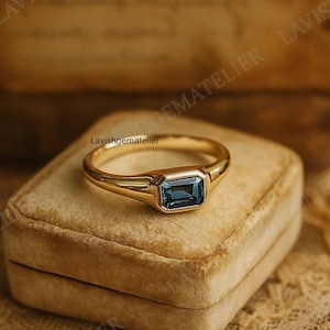Baguette Cut London Blue Topaz Ring, Blue topaz Silver Ring, Baguette Cut Blue Gemstone Ring, Unique Anniversary Gift Promise Ring For Her