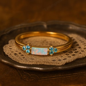 Opal & Aquamarine Ring Wedding Ring Delicate Ring Engagement ring Personalized Gift For Her Statement ring Purpose Ring Engagement Ring