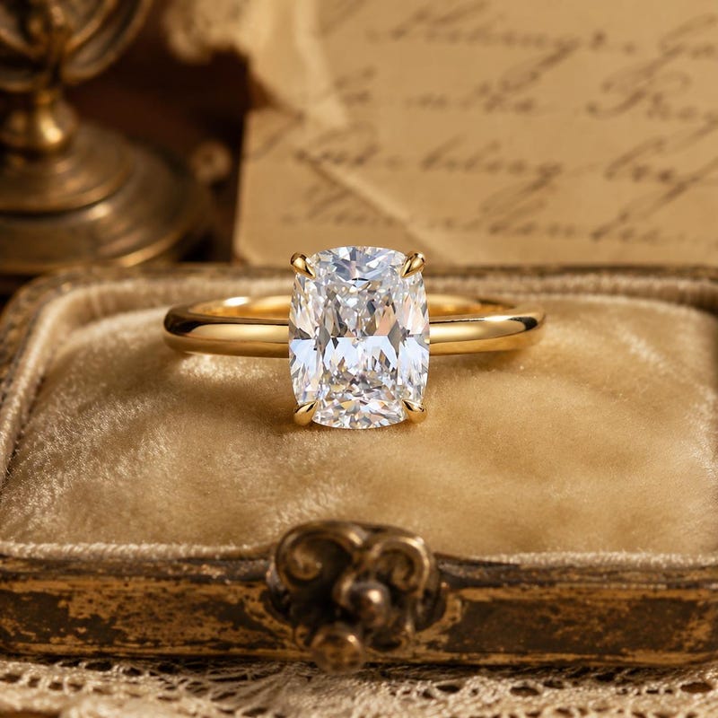 Large Diamond Rings Plain Rectangular Rectangular Diamond Engagement Ring - Etsy
