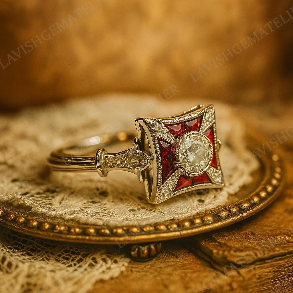 Antique garnet ring - Etsy 日本