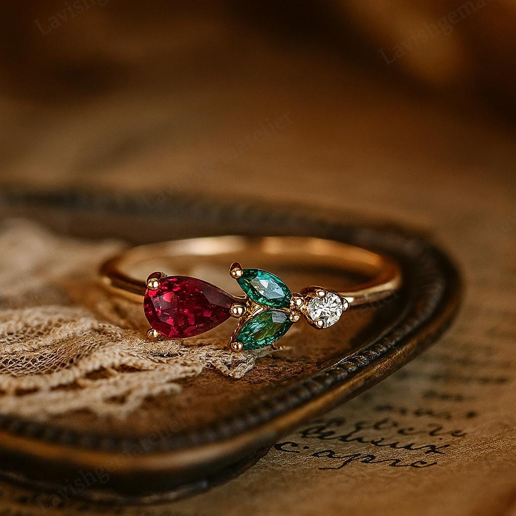 ＊925 大粒ルビーのお花が咲くリング gold ruby ring Ruby Floral Ring - Etsy