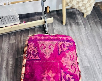 Pouf, Moroccan Kilim Pouf, Floor Pouf, Vintage Moroccan Ottoman
