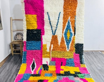Alfombra Boujaad de lana tejida a mano – Alfombra bereber pequeña - rosa