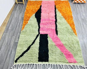 Alfombra Boujaad de lana tejida a mano – Alfombra bereber pequeña – rosa