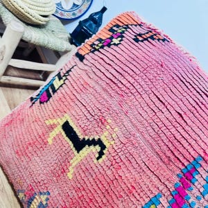 Vintage Moroccan Wool Kilim Pouf: Handwoven Berber Cushion