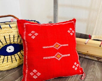 Coussin berbère rot - Coussin marocain fait main, decoration bohème