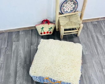 Pouf vintage in lana marocchina: pouf in lana berbera intrecciata a mano