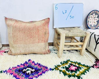 Vintage Moroccan Pillow- Kilim Pillowcase - Handmade pillow cover