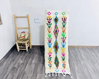 azilal Moroccan Rug, Handmade azillal Carpet, Cream Wool Rug with Tribal Design
