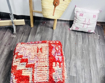 Pouf berbero marocchino in lana, ottomano Kilim vintage, cuscino da pavimento fatto a mano, arredamento boho.