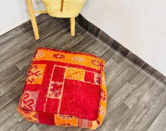 pouf – Handmade Wool Floor Cushion with Colorful Berber Design