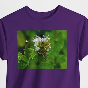 Sweat Bee on Mint Flower Photographic Tee – Nature Lover Shirt