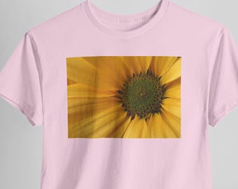 Solros närbild T-shirt, gul blommig naturfoto-tröja