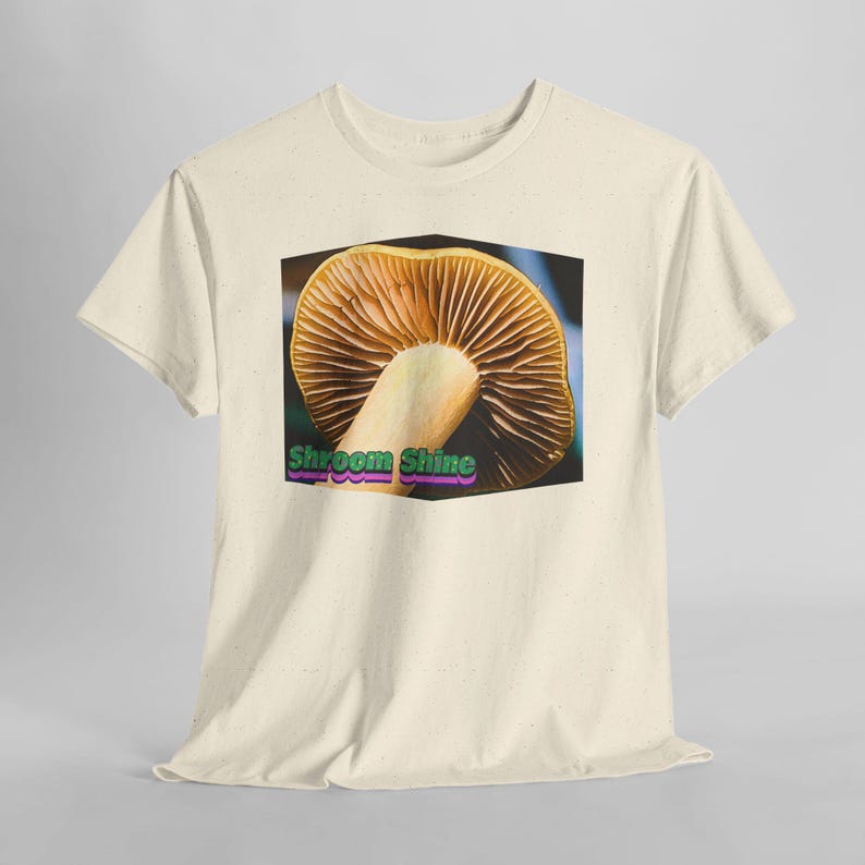 Shroomshine Mushroom Photo T Shirt, Retro Garden Shirt Natural