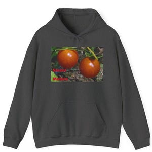 Tomatträdgård Fotohuvtröja – Mysig unisex-tröja Dark Heather