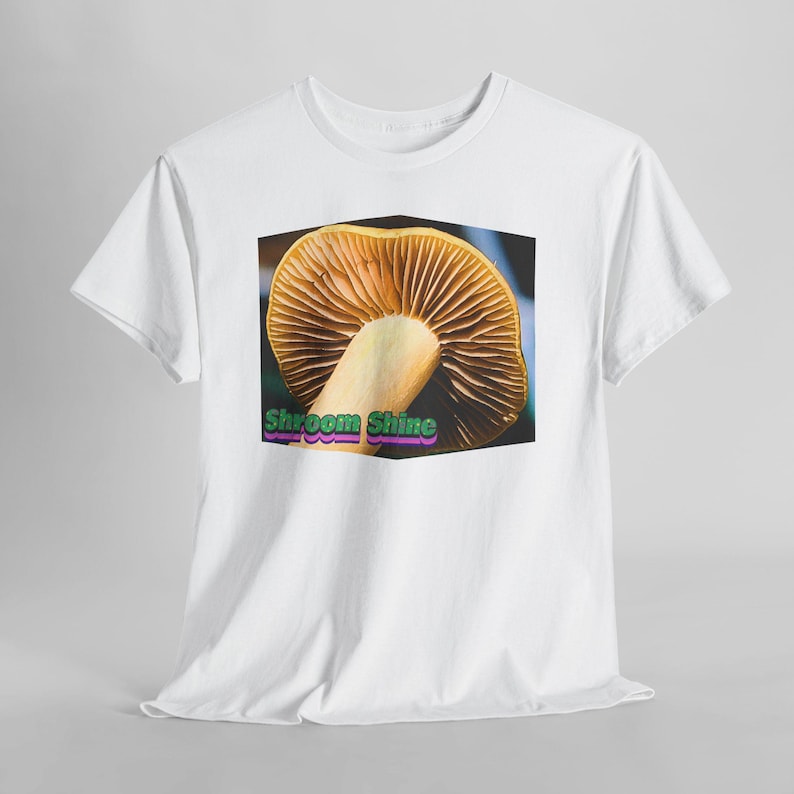 Shroomshine Mushroom Photo T Shirt, Retro Garden Shirt White