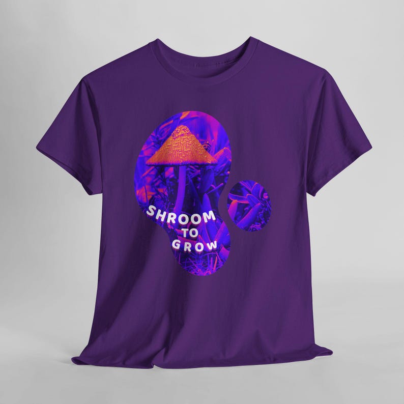 Shroom to Grow Mushroom Shirt, Trippy Nature Photo Tee, Psychedelic Garden Photo Art Purple