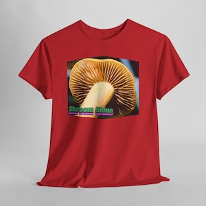 Shroomshine Mushroom Photo T Shirt, Retro Garden Shirt Red