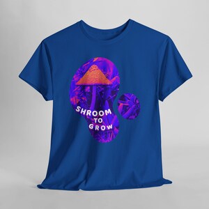 Shroom to Grow Mushroom Shirt, Trippy Nature Photo Tee, Psychedelic Garden Photo Art Light Blue