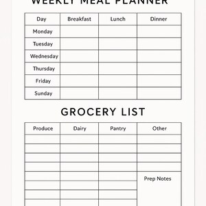 Weekly Meal Planner & Grocery List – Printable PDF – Instant Download ...