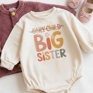 Only Child Big Sister Shirt, Promoted to Big Sis Announcement, Retro Toddler Big Sister Reveal Tee, Future Big Sister T-Shirt image 4
