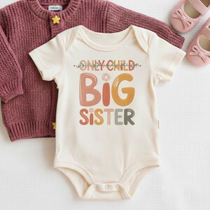 Only Child Big Sister Shirt, Promoted to Big Sis Announcement, Retro Toddler Big Sister Reveal Tee, Future Big Sister T-Shirt image 5