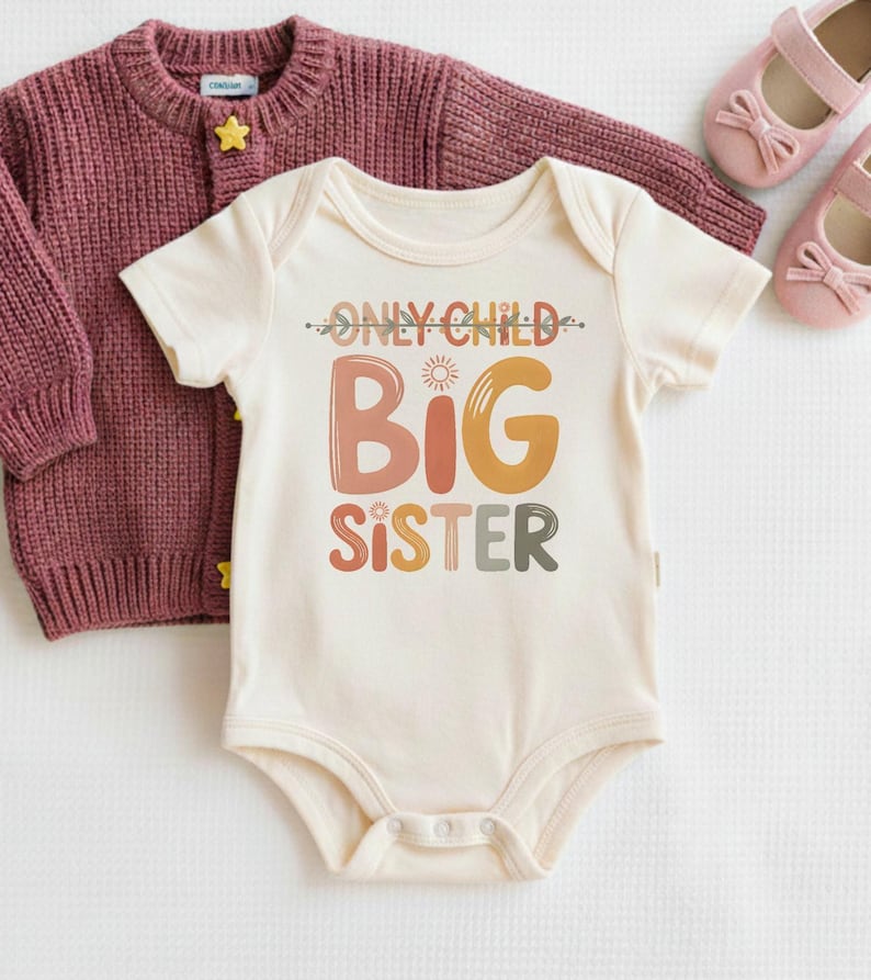 Only Child Big Sister Shirt, Promoted to Big Sis Announcement, Retro Toddler Big Sister Reveal Tee, Future Big Sister T-Shirt image 5