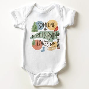 Someone In North Carolina Loves Me Baby Onesie - Cute NC State Pride Bodysuit image 5