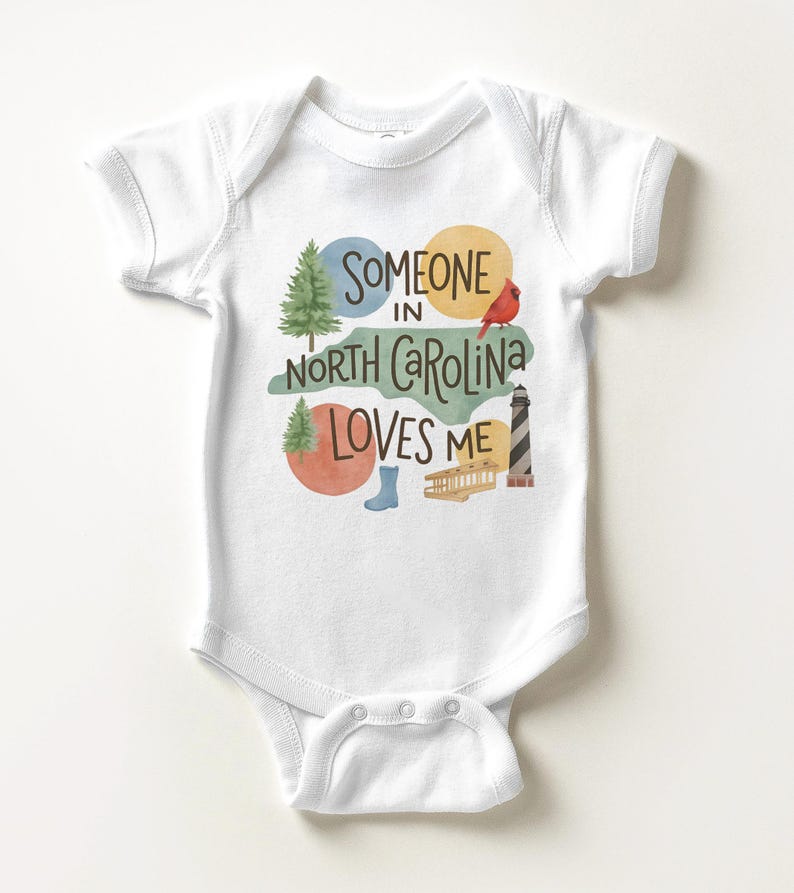 Someone In North Carolina Loves Me Baby Onesie - Cute NC State Pride Bodysuit image 5