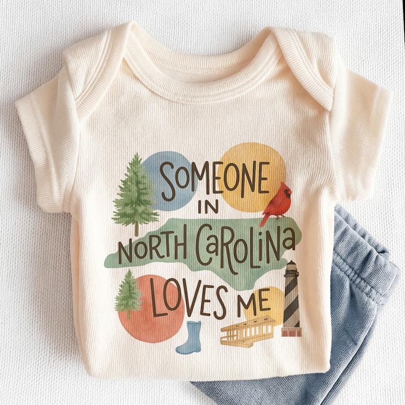 Someone In North Carolina Loves Me Baby Onesie - Cute NC State Pride Bodysuit image 6