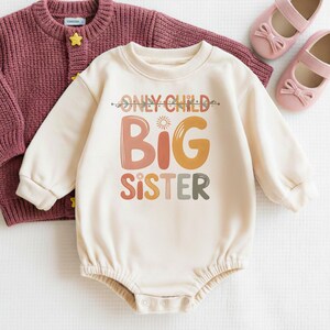 Only Child Big Sister Shirt, Promoted to Big Sis Announcement, Retro Toddler Big Sister Reveal Tee, Future Big Sister T-Shirt image 3