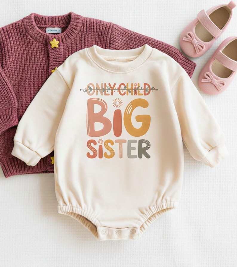 Only Child Big Sister Shirt, Promoted to Big Sis Announcement, Retro Toddler Big Sister Reveal Tee, Future Big Sister T-Shirt image 3