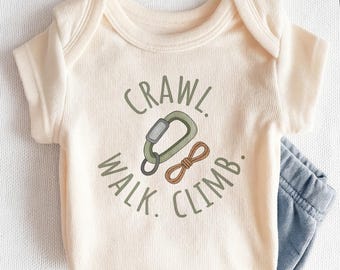 Crawl Walk Climb Baby Onesie - Cute Rock Climbing Bodysuit