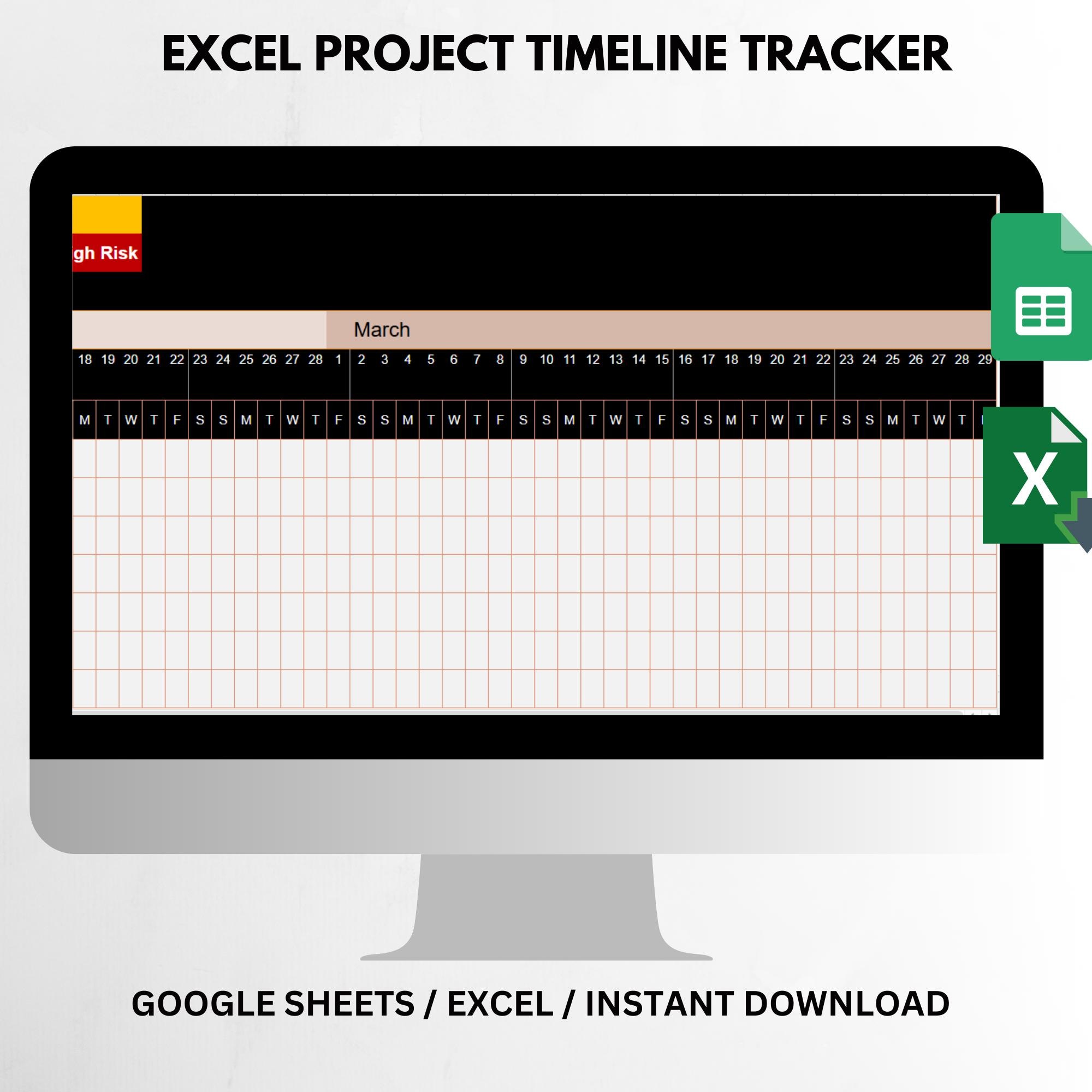 Simple Gantt Chart Project Planner Spreadsheet | Excel Project Timeline ...