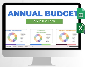 Budget annuel, feuille de calcul Google Sheets, planificateur budgétaire, suivi des économies, planificateur financier, suivi des dépenses, finances, budget annuel Excel
