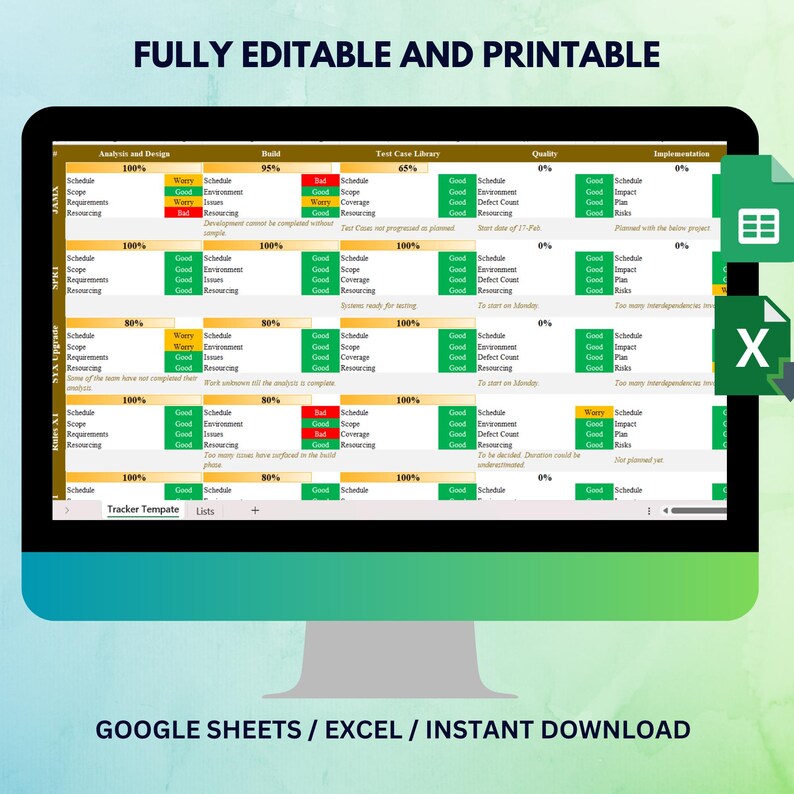 Red Spreadsheet Multiple Project Tracker Excel Template | Task & Deadline Planner ...