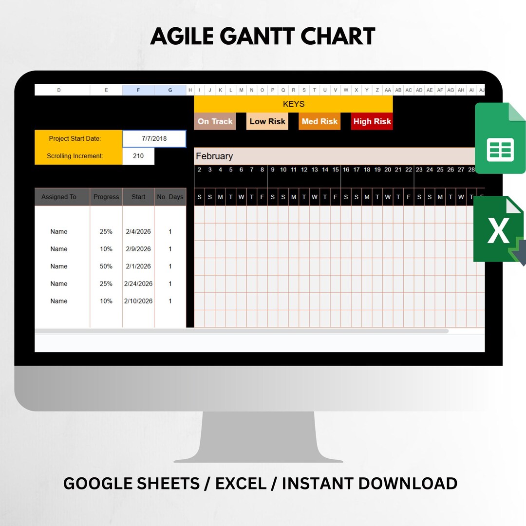 Simple Gantt Chart Project Planner Spreadsheet | Excel Project Timeline ...