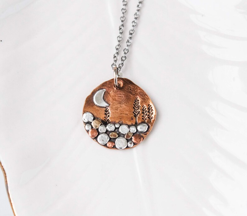Copper Creekbed Necklace Copper Tree Necklace Creek Nature Etsy